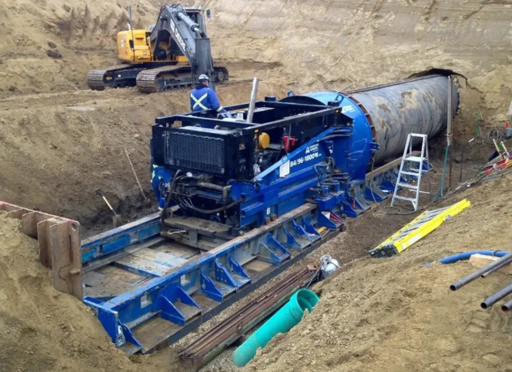 Trenchless utility pipe installation.