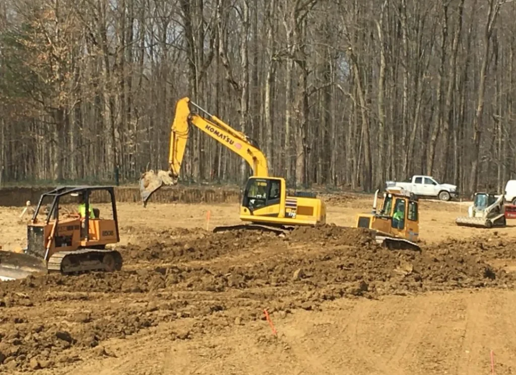 Professional earthmoving equipment fleet