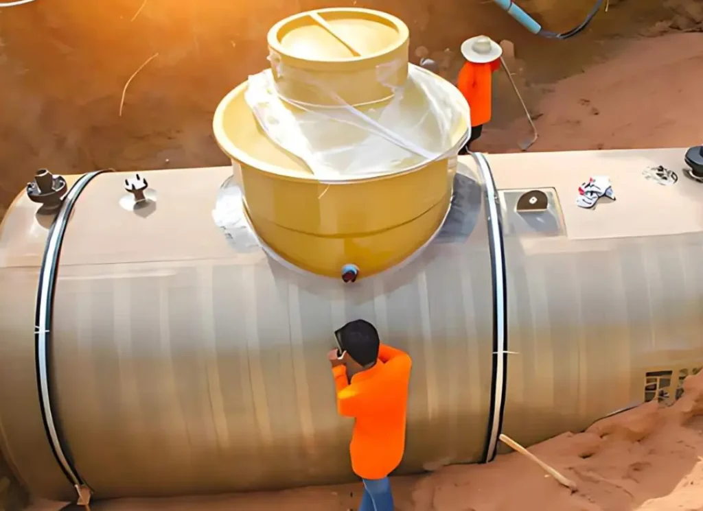 Large industrial storage tank.